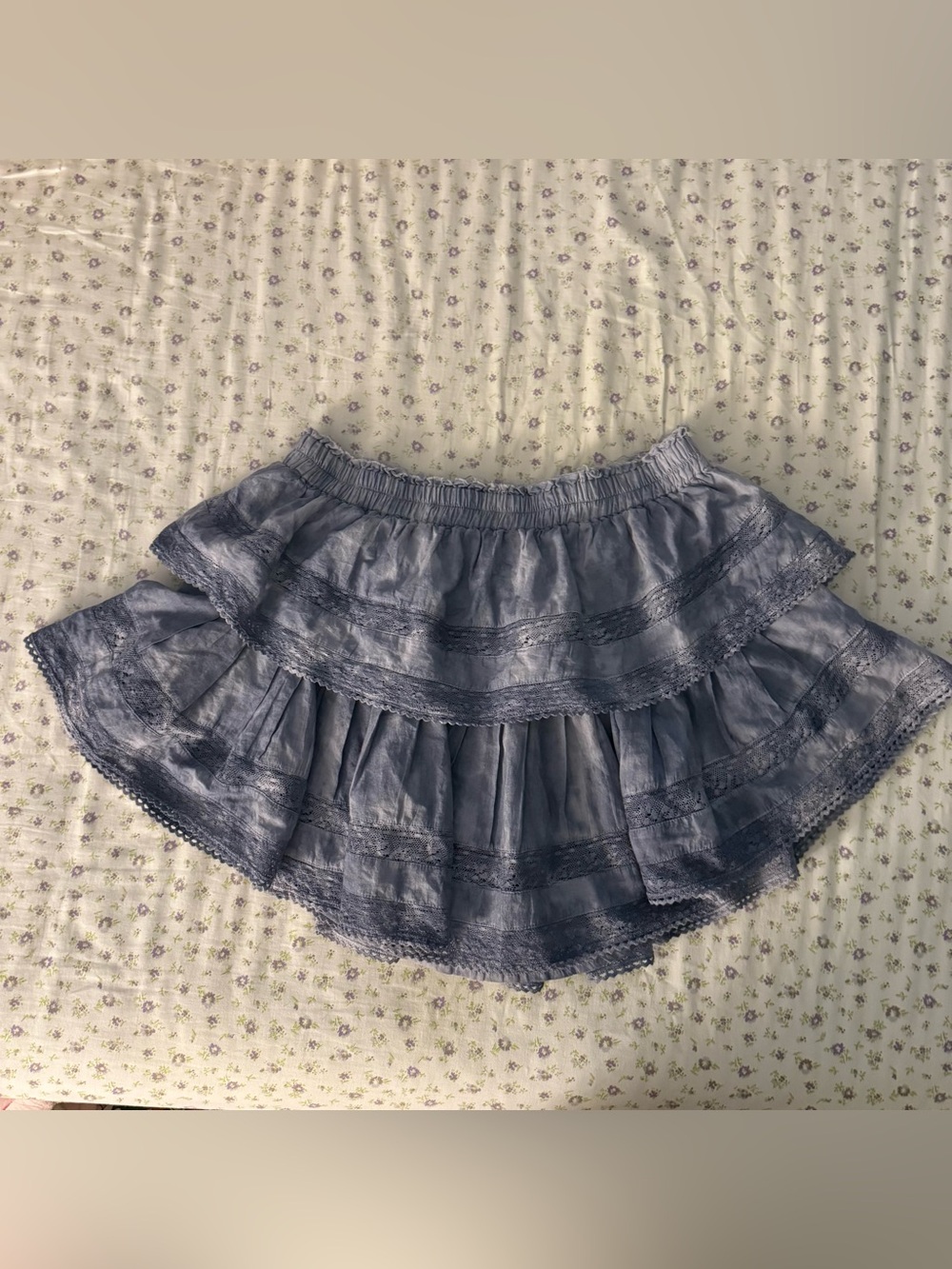 loveshackfancy blue tie dye mini skirt L